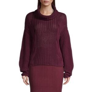525 Revolve Shaker Cable Knit Turtleneck Sweater